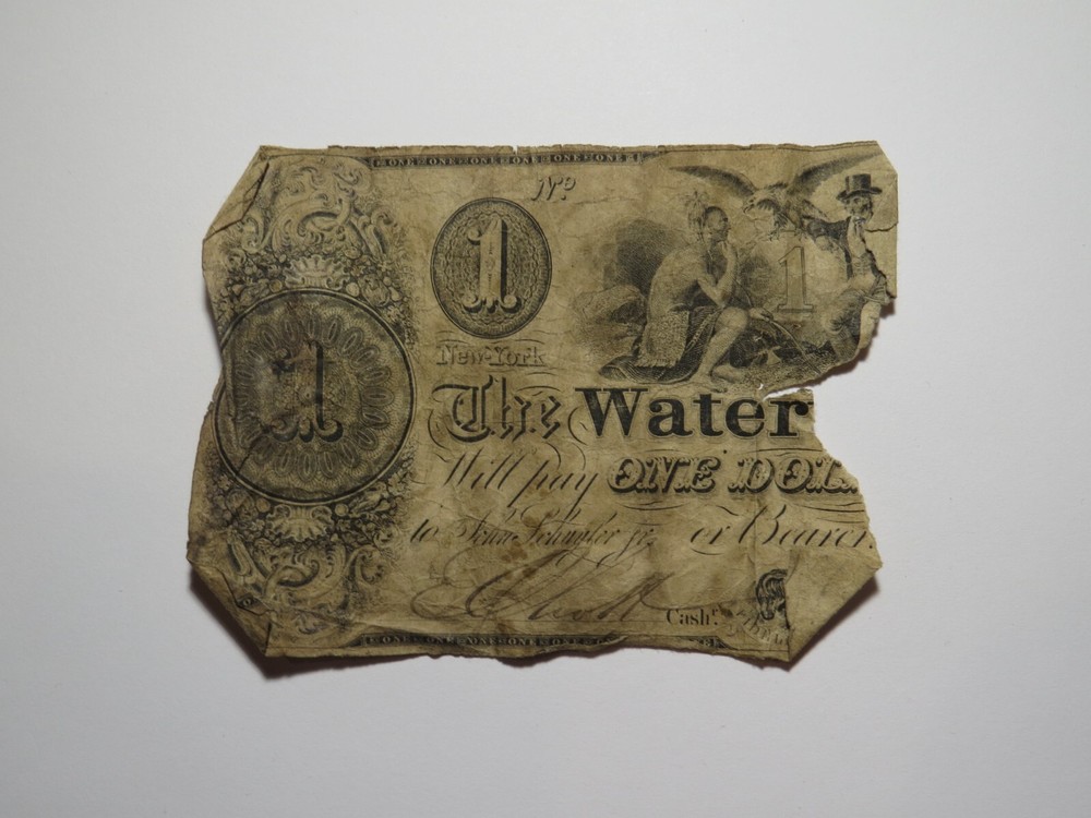 $1 1830’s West Troy New York Obsolete Currency Bank Note Bill! Watervliet Bank