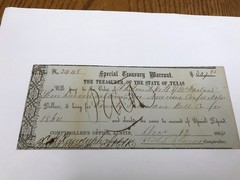 A&O-1864 Austin, Texas TW72 Special Treasury Warrant-ERROR Chardge Not Charged