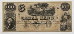 1800s $100 One Hundred Dollars Canal Bank New Orleans Obsolete Note QAFX