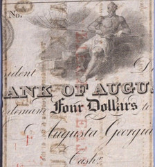 1863 Bank of Augusta Georgia 50 Cents Civil War Note Fractional Bill $4 REVERSE