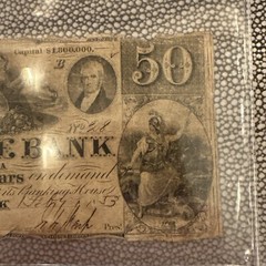 Obsolete Currency Norfolk, VA – Exchange Bank of Virginia $50 Feb 1, 1853