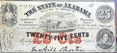 1963 Alabama Bank Note Twenty Five Cents Cival War Era