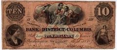 1858 $10 WASHINGTON DC Obsolete Note – Haxby DC-215 G10a