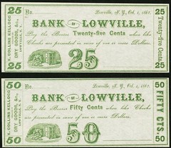 Lowville, NY – Bank of Lowville 25¢ + 50¢ Oct. 1, 1862 Remainders Uncirculated!