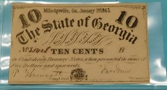 1863 State of Georgia 10 Cents Confederate Currency Note Milledgeville, Georgia
