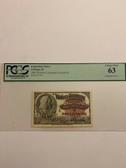 US Obsolete Currency Exposition Ticket 1893 World’s Columbian Exposition 