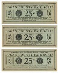 1935 Logan County Fair Scrip, Logan, CO Obsolete Notes. 5 notes avail. (L0008)