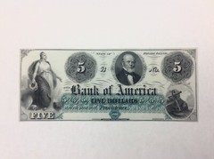 ~ 1860’s $5 Dollars Bank of America Providence, Rhode Island Uncirculated Unc