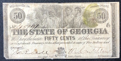 1863 50 Fifty Cent Fractional Currency Milledgeville Georgia Obsolete Bill Note