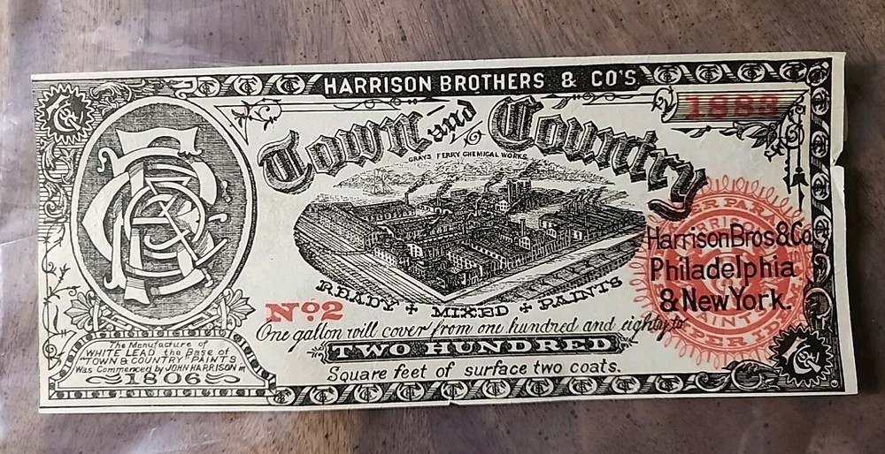 1883 Harrison Brothers & Co’s. Town and Country Paints – PA & NY Ad Note No. 2