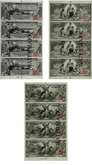 3 Educational Note $1, $2 & $5 Serial Number 1-4 Currency Sheets REPRODUCTION