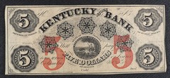 Nice VF 18__ (1854-63) $5 Remainder Kentucky Stock Bank, Columbus, Indiana
