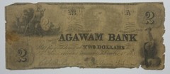 Obsolete Springfield, MA Agawam Bank $2 Counterfeit Note AVE CIRC