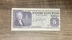 1997 Series B $5 Food Stamp Coupon USDA Circulated Note Jefferson