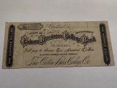 $100 OBSOLETE CURRENCY CATON’S BUSINESS COLLEGE BANK CATON BUSINESS COLLEGE RARE