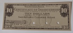 San Antonio TX Texas $10 Depression Scrip Mar 7, 1933 San Antonio Clearing House
