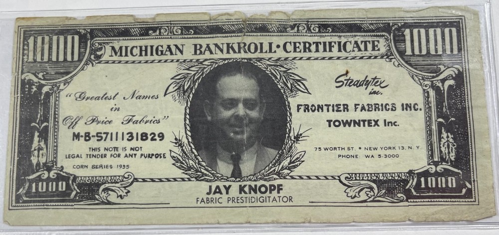 Obsolete currency script One Thousand Kernels (#2131) Jay Knopf Fabric Prestidig