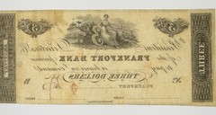1830’s $3 The Frankfort Bank of Kentucky Obsolete Note – Early KY Frontier Issue