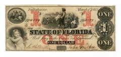 1863 Cr.19 $1 The State of FLORIDA Note – CIVIL WAR Era