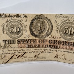 1863 $50 The State of Georgia Milledgeville Ga Obsolete Civil War Era Bank Note
