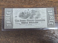 ✨ 1863 $3 State of North Carolina – Raleigh Three Dollar Note 771 H * Great Cond