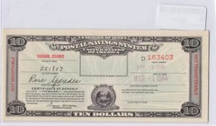 Series 1939 $10 Chicago Illinois Postal Savings System Certificate