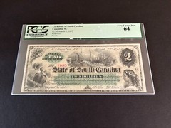 1872 $50 $20 $10 $2 Obsolete, Columbia, South Carolina, Set of 4 Notes, Scrip