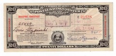 Series 1939 $20 Bridgeport, Connecticut Postal Savings Certificate