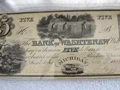 1835 Five $5 Dollars Banknote Bank of Washtenaw of Michigan ABOUT NEW 55