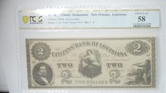 1860’s new orleans louisiana note haxby #LA-15-G4 plate#A PCGS choice AU58