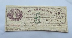 1862 S.W. Chubbuck 5 Cent Obsolete Script Note Utica New York