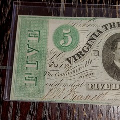 Virginia $5 Treasury Note Obsolete Banknote – Uncertified Ungraded