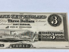 1800s $3 The Bank Of New England At Goodspeed’s Landing, Connecticut