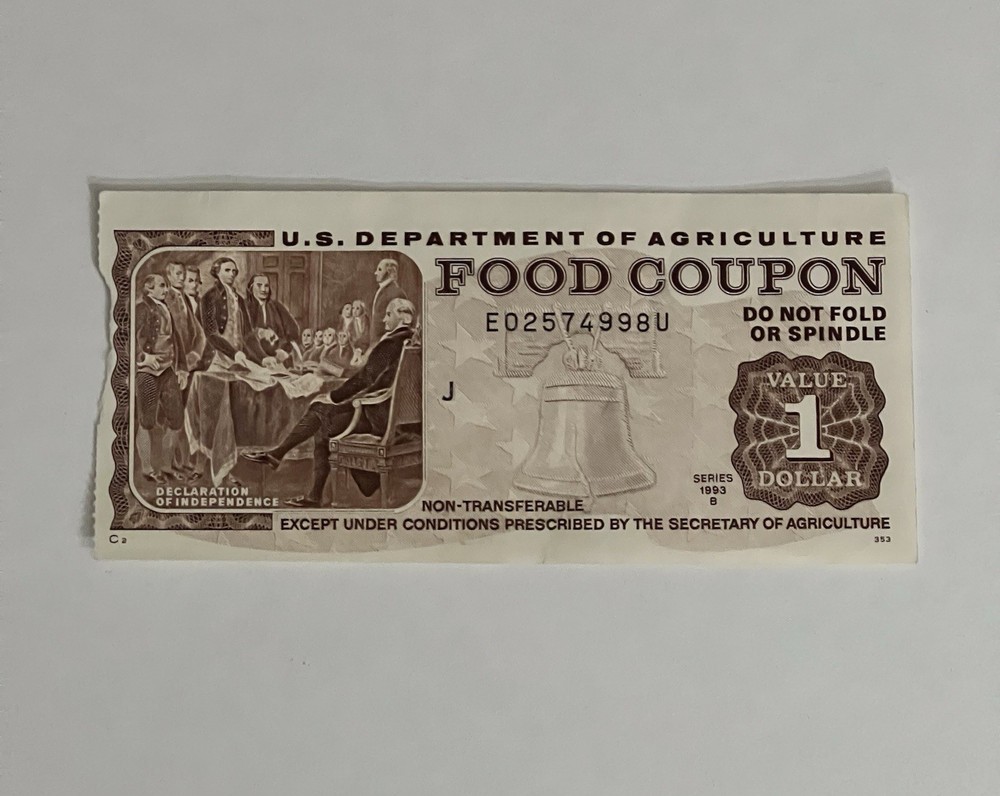 FOOD STAMP COUPON $1.00 1993 B USDA