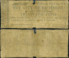 Richmond VA-Virginia 25 c. 1862 The City of Richmond Obsolete Currency VG