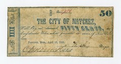 1862 50c The City of Natchez, MISSISSIPPI Note – CIVIL WAR Era