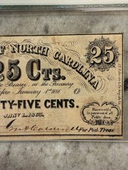 1863 North Carolina Fractional $0.25 (Cr. 143A), Legacy VF30, Recycled Paper