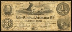 Nashville, TN – Nashville Life and General Insurance Co. $1 Oct. 1854 *Scarce!*
