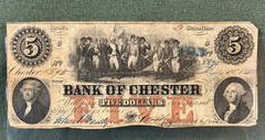 $5 Chester South Carolina SC Obsolete Currency Bank Note Bill Five Dollars ~1856