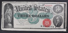 ca. 1870s? «$3» Meredith & Co. Frankfort, Indiana Advertising Note Unlisted