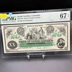 1872 $20 STATE of SOUTH CAROLINA, COLUMBIA – PMG SUPERB GEM 67 EPQ