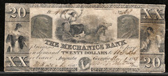 May 1, 1856 Augusta Georgia Mechanics Bank $20 Dollar Obsolete Banknote