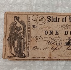 USA $1 ~ One Dollar Note~ State Of North Carolina ~ Raleigh Oct. 19th 1861