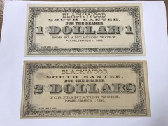 A&O-1881-1882 South Santee,South Carolina $1+$2 Blackwood Plantation Notes-SC