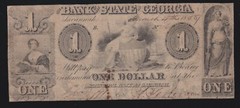US Georgia $1 1858 Bank of the State of Georgia Obsolete Currency Note Fine