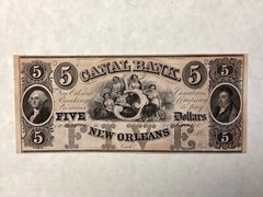~$5 1840s Canal Bank of New Orleans, Louisiana – Choice Uncirculated -LA105G12a