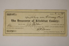 Auditor’s State Office Treasurer of Klickitat County Funds WT 1875 1800s Antique