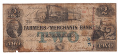 $2 MEMPHIS Tennessee Farmers & Merchants Bank TN Dollar Bill Obsolete Note Money