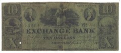 1858 Exchange Bank of Virginia, Norfolk VA $10 Note No.1697 (D58646)