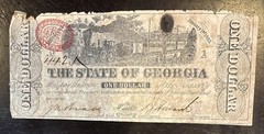 1863 $1 The State of Georgia Obsolete Note One Dollar
